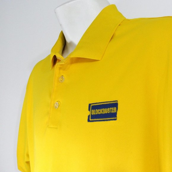 BLOCKBUSTER VIDEO Vintage Yellow Polo Shirt Employee Uniform Shirt NEW - Picture 2 of 6